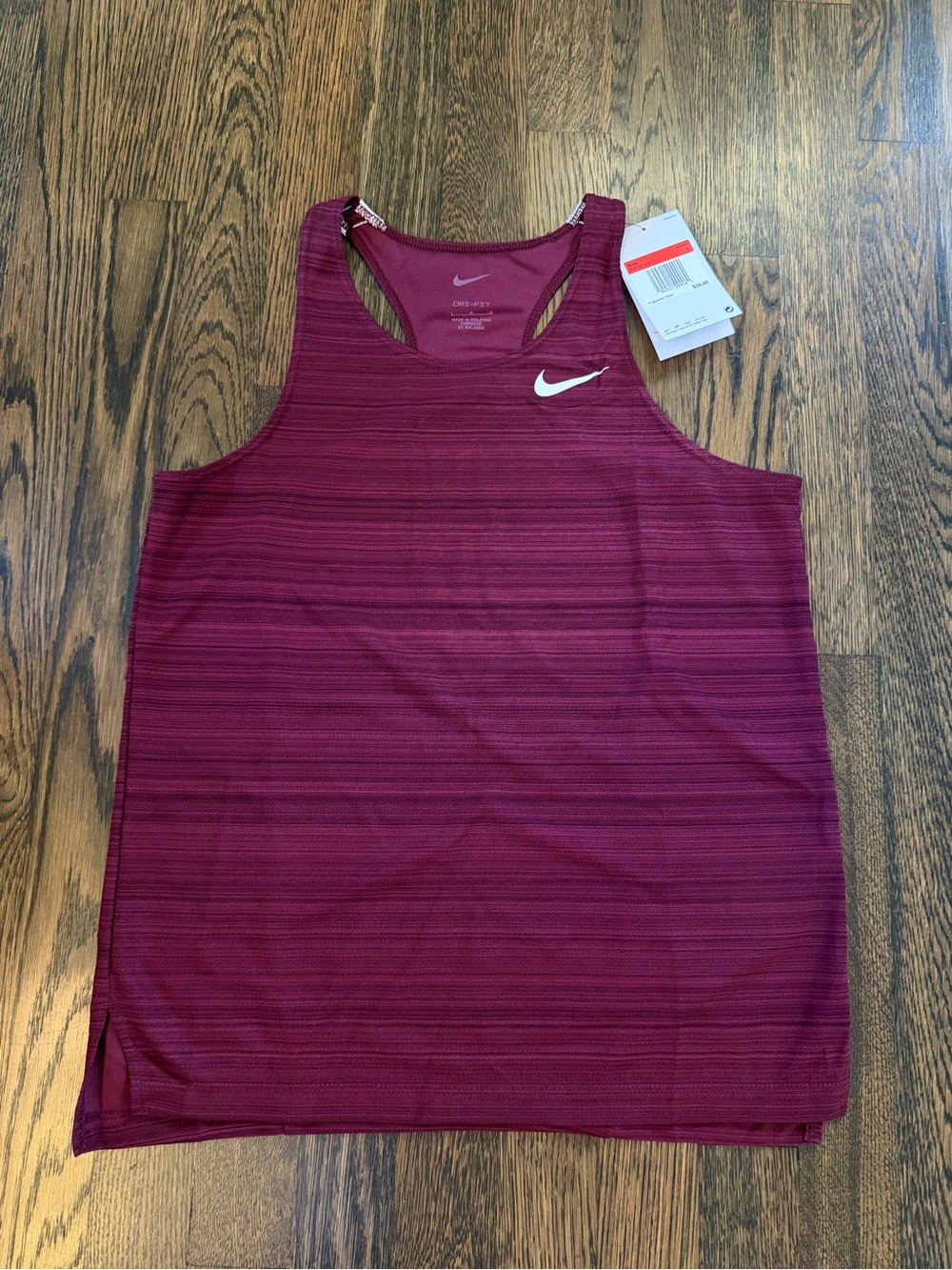 NWT kids Nike burgundy dri fit racerback tank (all gender/unisex) size large